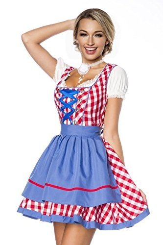 Atixo Traditionelles Minidirndl – rot/blau/weiß, Größe Atixo:XS