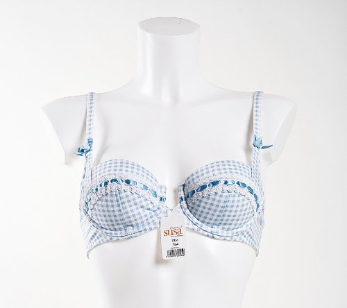 Susa Dirndl- BH Push-up Wiesn-Zauber Modell 7351 kariert, Damen, hellblau, 75 A