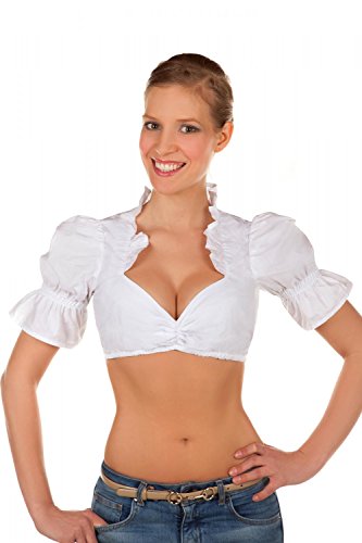 Sexy Dirndlbluse weiß mit Schnürung und verstellbarer Ausschnitttiefe Gr. 36