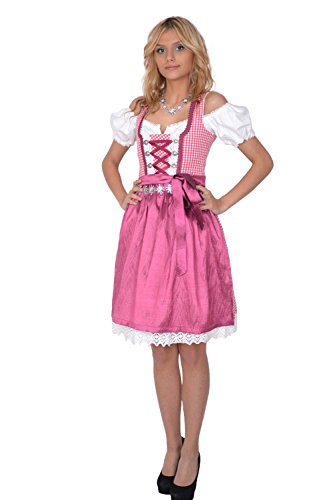 Dirndl Set 3tlg Trachtenkleid 301gt Pink karriert 40