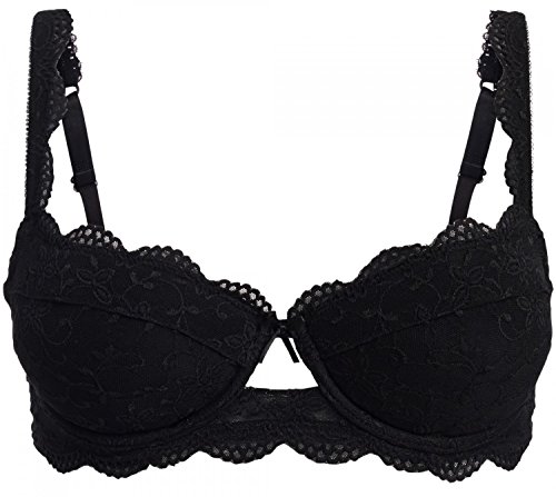 Nina von C. Dirndl Push Up BH / Bra schwarz black, perfekt für Ihren Auftritt auf dem Oktoberfest / Wiesn 70-95 A-E Cup, Grösse:95 D;Farbe:schwarz