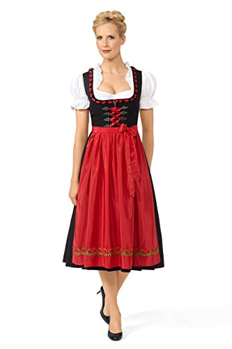 Original Steindl München-Salzburg Dirndl 3/4 lang-2tlg. Damen schwarz/rot-42