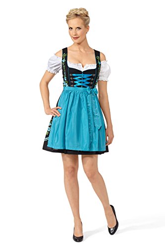 Original Steindl München-Salzburg Dirndl 2tlg. Damen schwarz/türkis-38