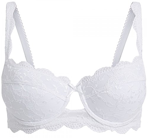 Nina von C. Dirndl Push Up BH / Bra weiss white, perfekt für Ihren Auftritt auf dem Oktoberfest / Wiesn 70-95 A-E Cup, Grösse:95 D;Farbe:weiss