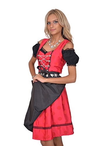 Dirndl Set 3tlg Trachtenkleid R313gt Rot gepunktet 34