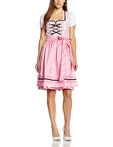 Fuchs Trachtenmoden Damen Dirndl, Midi, Geblümt, Gr. 38, Rosa