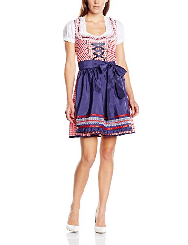 Fuchs Trachtenmoden Damen Dirndl, Mini, Kariert, Gr. 36, Mehrfarbig (rot/blau)