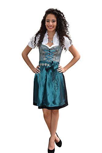 Dirndl Set Trachtenkleid 485GT Grün geblümt 38