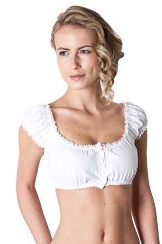 Ludwig und Therese Dirndl Bluse Pippa mit Spitzenborte weiß 1624 38