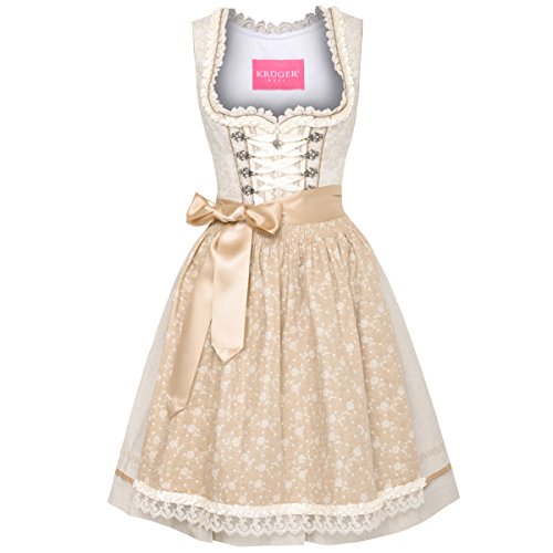 Midi Dirndl Linda Beige von Krüger Dirndl , Größe:32, Farbe:Beige