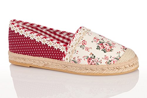 Krüger Madl Trachten Damen Espadrilles – MARIE – weinrot, Größe 40