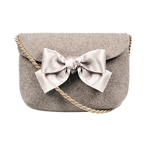 Almbock Trachten-Tasche Lilly in taupe – Trachtentasche handmade, handgemacht, aus 100% echtem Wollfilz, Tasche mit Schleife