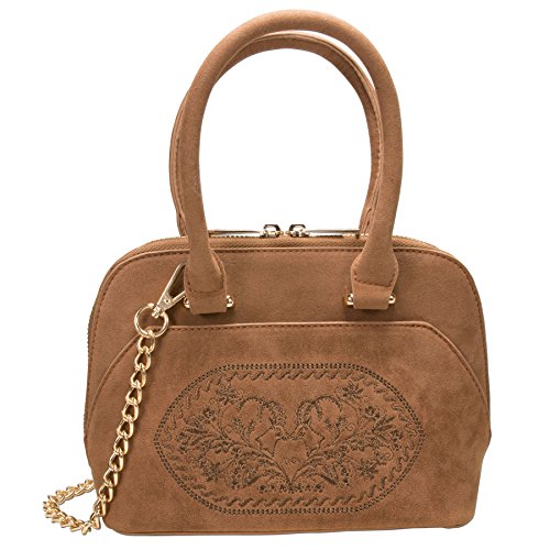 Alpenflüstern Trachten-Handtasche Steinbock DTA05600035 Damen Umhängetaschen 23x16x9 cm, Braun