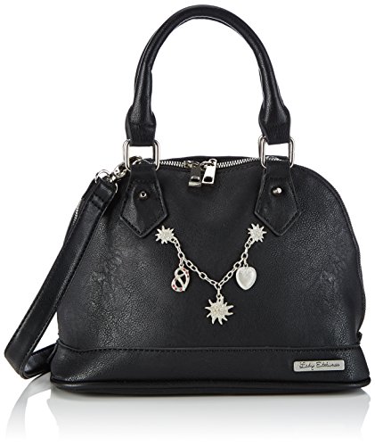 Lady Edelweiss Charivari-Tasche 15001 Damen Henkeltaschen 27x17x13 cm (B x H x T), Schwarz (schwarz)