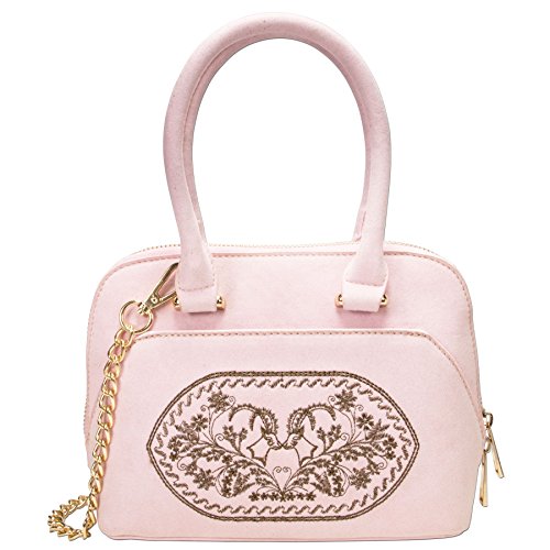 Alpenflüstern Trachten-Handtasche Steinbock DTA05600029 Damen Umhängetaschen 23x16x9 cm, Rosé