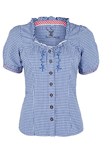 Damen Spieth & Wensky Trachtenbluse kurzarm kariert blau rot, blau-rot, 36