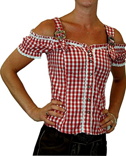 Sexy Carmenbluse Trachtenbluse Landhaus Mieder HANNI in verschiedenen Ausführungen, Größen:XL;Farben:rot