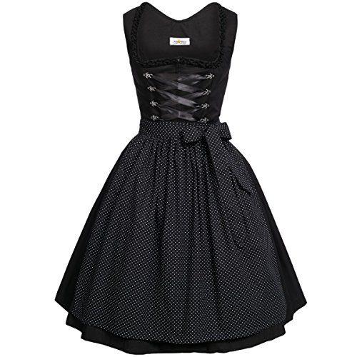 BEST-PRICE Midi Dirndl Amelie in schwarz von Almsach, Größe:38, Farbe:Schwarz