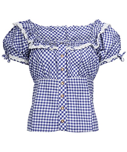 Tracht & Pracht – Damen Baumwolle – Trachtenbluse – Bluse Karo Blau – 34