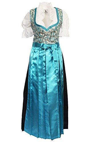 Alpenmärchen, 3tlg. Dirndl-Set lang – Trachtenkleid, Bluse, Schürze