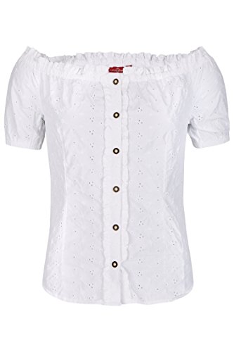 Damen Trachtenbluse Resi (42, weiss)