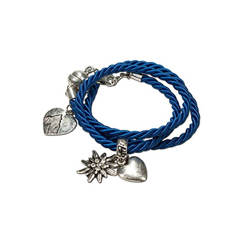 Alpenflüstern Damen Trachten-Wickelarmband Edelweiß blau DAB02600060