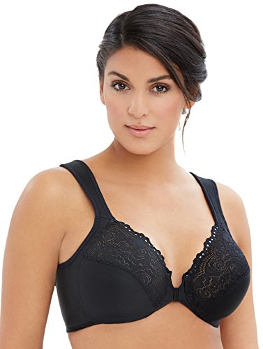 Glamorise Damen Bügel Dirndl-BH Bügel-BH mit Vorderverschluss, Schwarz (Schwarz 2), 100D (Herstellergröße: 44D)