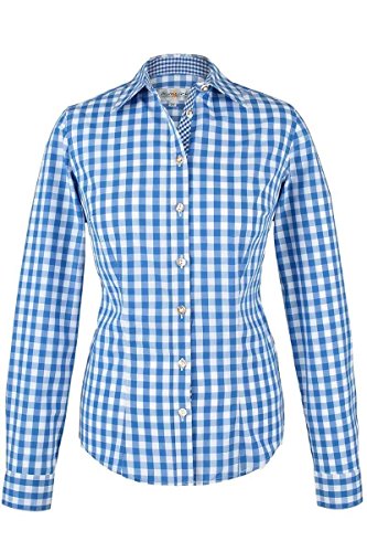 Damen Almsach Trachten-Bluse blau-weiß kariert 'Maria', blau, 42