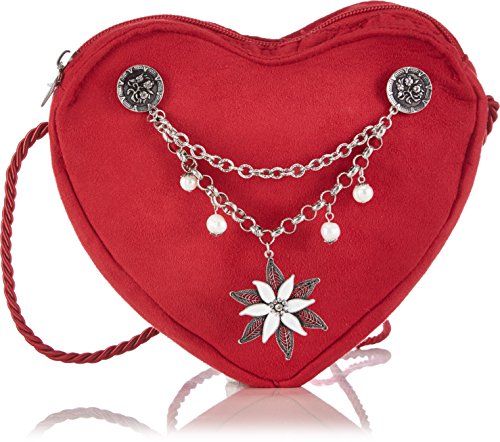 Alpenflüstern Herztasche Edelweiss-Charivari DTA02800020 Damen Umhängetaschen 19x17x2 cm (B x H x T), Rot (rot 20)