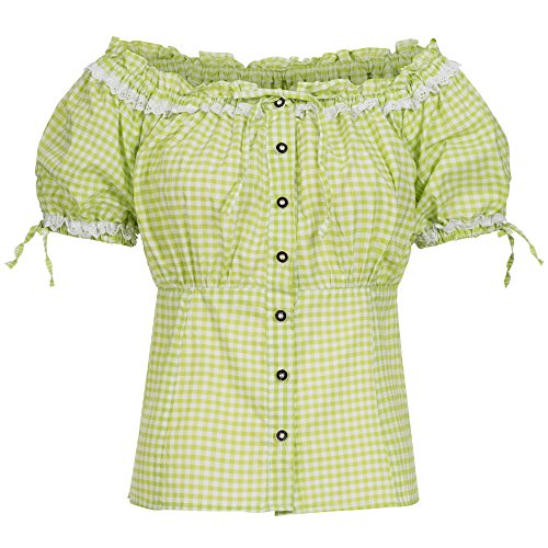 Carmenbluse grün weiß kariert Größe 44
